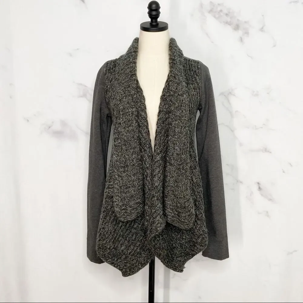 Prana Demure Cardigan Gray Waterfall Sweater Athleisure Lounge Gym Yoga Size S
